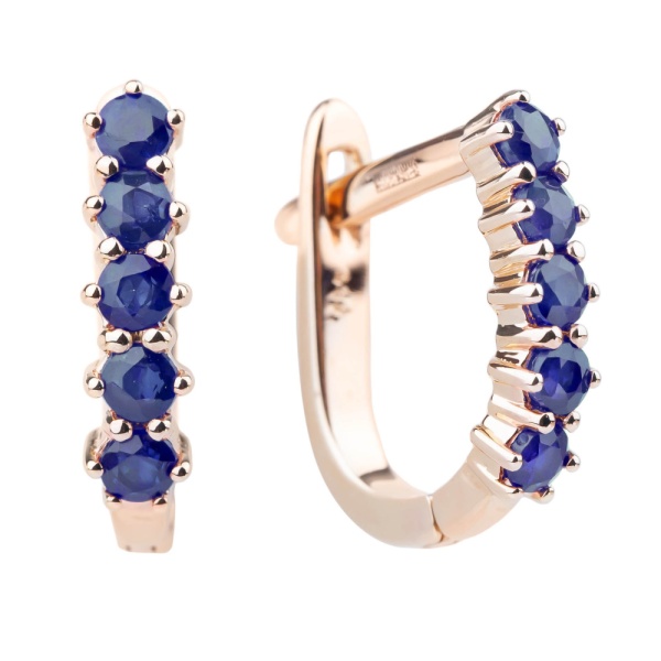 Серьги из красного золота с сапфирами